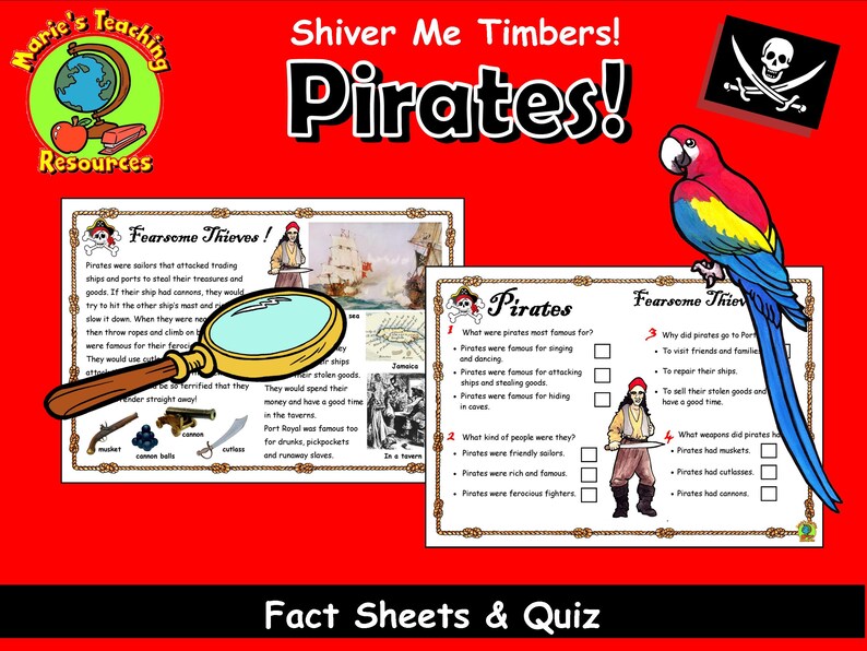 Pirates Facts and Quiz, Pirates Teaching Resources, Pirates Visual Aid