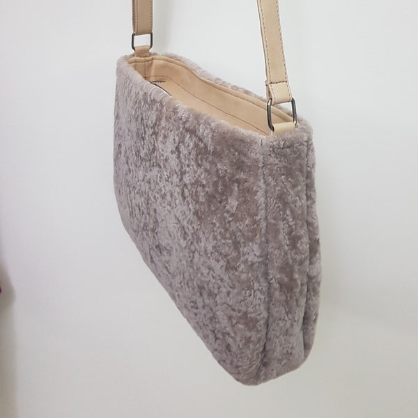 sac en peau de mouton authentique original, sac en fourrure pour femmes, sac de boulettes sucrées, sac à bandoulière, peau de mouton et cuir, sac à bandoulière en cuir de peau de mouton,