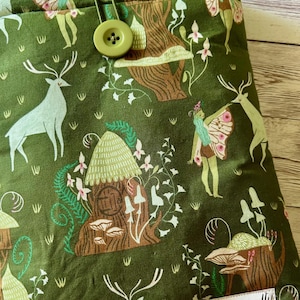 Forest Nymph Spirit Animal padded book sleeve | tablet cover | button closure | bookish gift for book lover | literary gift | Kindle sleeve