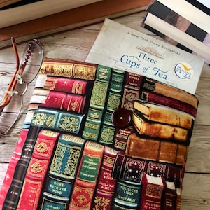Antique Gilded Books padded book sleeve | tablet cover | button closure | bookish gift | gift for book lover | literary gift | Kindle sleeve