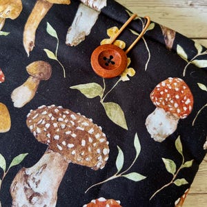 Toadstools padded book sleeve | tablet cover | button closure | bookish gift | gift for book lover | literary gift | Kindle sleeve