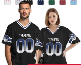 Camiseta de fútbol personalizada con degradado para adultos y niños, camiseta de equipo personalizada con nombre y número de jugador, atuendo para el día del partido, camiseta familiar a juego.