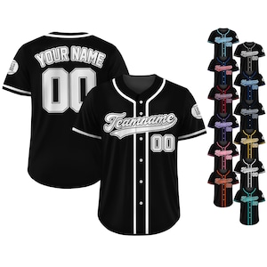 Custom Baseball Jersey, Custom Team Name Number, Personalized Baseball Jersey For Adult Kid, Black White Jersey Uniform For Baseball Lovers