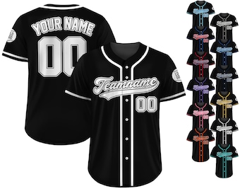 Custom Baseball Jersey, Custom Team Name Number, Personalized Baseball Jersey For Adult Kid, Black White Jersey Uniform For Baseball Lovers