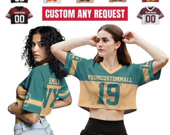 Camiseta de concierto de fútbol personalizada para mujer, camiseta corta con nombre de equipo, número y logotipo, solicitud de camiseta corta para mujer, atuendo de concierto, regalo para ella