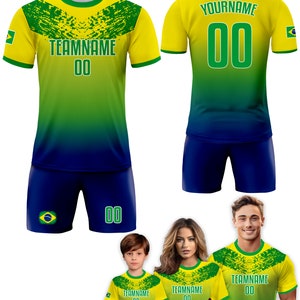 Custom Brazil Soccer Jersey for Men Women Youth Kid Shirt for Fans Player, Personalized Name Number Logo, National Team Soccer Jersey