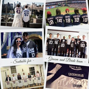 Personalisierte das Bräutigam Groomsmen Team Baseball Jersey, benutzerdefinierte Trauzeuge Jersey, Jersey für Verlobung Ehepaar, Hochzeit Jersey Bild 5