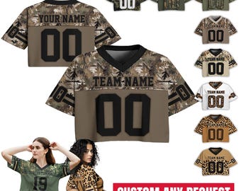 Personalized Women's Crop Top Football Jersey Custom Team Name Number Logo Women Crop Tee, Streetwear Sports Cropped Tshirt Gift for her