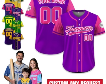 Personalized Team Fan Baseball Jersey Uniform For Adult Kid, Custom Team Name Logo Number Baseball Jersey, Custom Own Jersey Jersey Gift