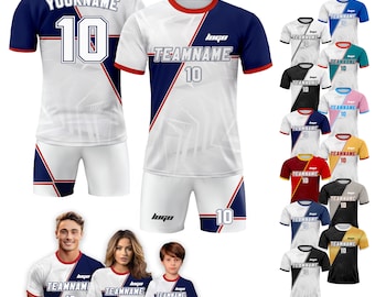 Personalized Jersey with Team Name Number, Custom Soccer Jersey for Adult Kid Team Uniform, Customized Soccer Jersey Sublimation Red Blue