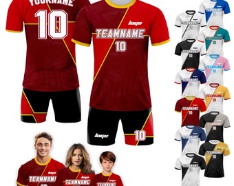 Personalized Jersey with Team Name Number, Custom Soccer Jersey for Adult Kid Team Uniform, Customized Soccer Jersey Sublimation Red