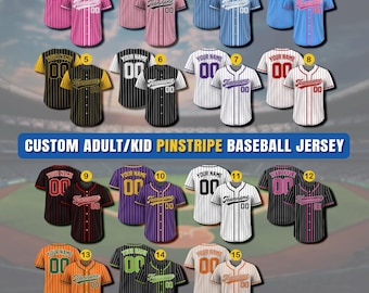 Custom Pinstripe Baseball Jersey, Custom Team Name Number Logo Shirt, Personalized Baseball Jersey For Adult Kid, Pinstripe Baseball Uniform