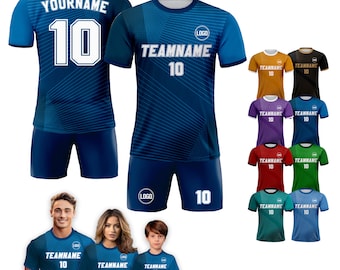 Custom Soccer Jersey for Men Women Youth Kid Team Uniform, Personalized Jersey with Team Name Number, Blue Navy Soccer Jersey Sublimation