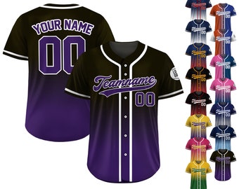 Gradient Custom Baseball Jersey with Team Name Number, Personalized Jersey Shirt for Men Women Youth Kid, Gifts for Baseball Fans