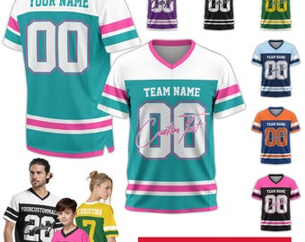 Camiseta de fútbol personalizada con nombre y número de equipo para adultos y niños. Camiseta con nombre personalizado para fanáticos del fútbol. Camisetas de fútbol universitario.