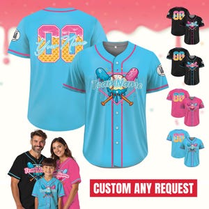 Custom Ice Cream Party Jersey Shirt Family Matching, Personalized Ice Cream Drip Baseball Jersey, Custom jersey color, Baseball lover Gifts