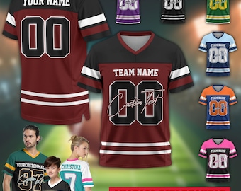 Custom Name Number Logo Football Jersey For Adult Kid Personalized Team Uniform Football Fan Tee Football V-neck Mesh Jersey For Men Women