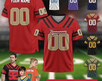 Camisetas de equipo personalizadas, camiseta de fútbol para adultos y niños, nombre del equipo personalizado, número y logotipo, camiseta de fanático del fútbol, camiseta de cuello en V, regalo para fanáticos.