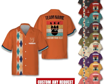 Personalized Retro Bowling Shirt for Adult Youth Kid, Custom Name Vintage shirt button down, Matching Bowling Team Shirt, Gift for Bowlers