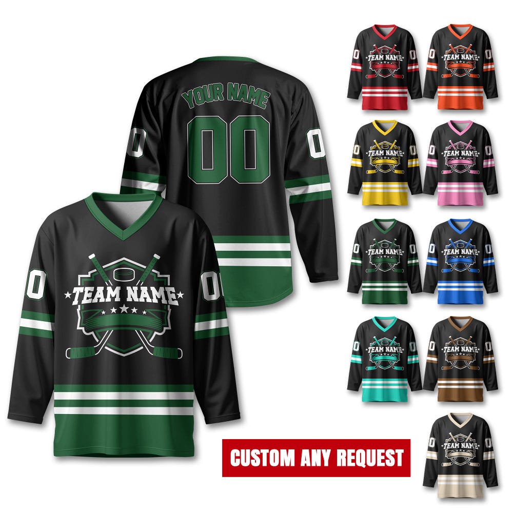 Snorider Design Custom Team Name Number And Logo Hockey Jersey, Personalized V-Neck Sports Hockey Jersey For Men Women Youth, Hockey Gift For Hockey Fans