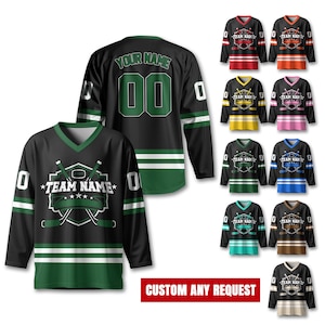 Custom Team Name Number And Logo Hockey Jersey, Personalized V-Neck Sports Hockey Jersey for Men Women Youth, Hockey Gift For Hockey Fans
