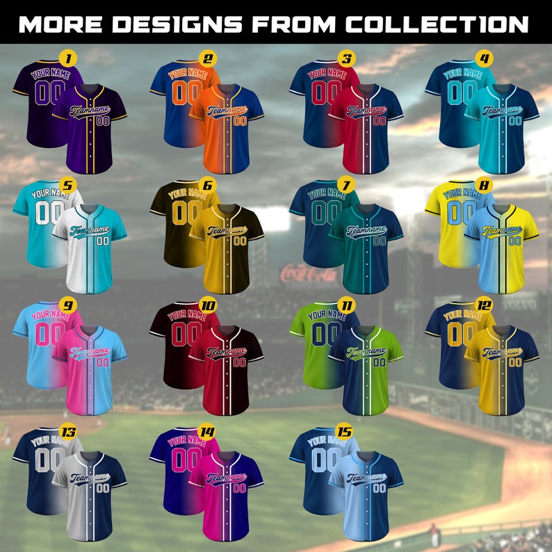 Custom Baseball Jersey Gradient With Teamname Name Number, Custom ...