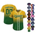 Gradient Custom Baseball Jersey with Teamname Name Number, Jersey Shirt for Men Women Youth Kid, Gift for Baseball Fan Green Yellow Printed product logo