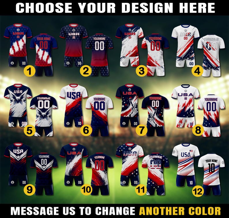 Camiseta de fútbol de EE. UU. personalizada para hombres, mujeres, jóvenes y niños, para fanáticos y jugadores, con nombre del equipo personalizado, número y logotipo, camiseta nacional de fútbol para niños. imagen 3