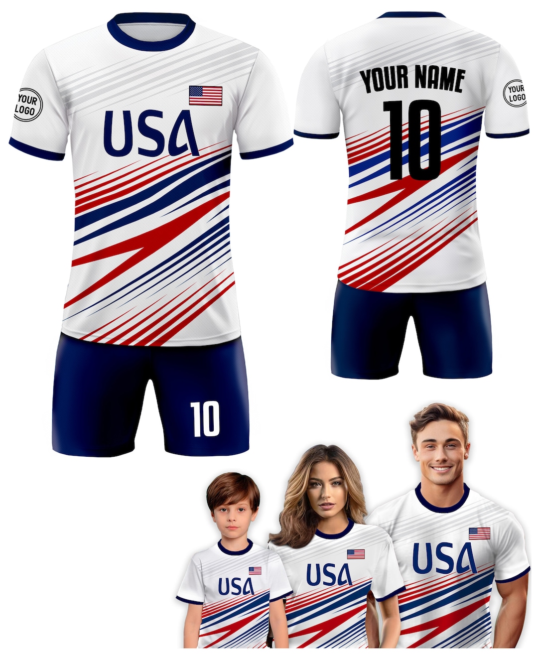 Custom USA Soccer Jersey for Men Women Youth Kid Shirt for Fans Player