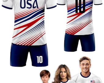 Custom USA Soccer Jersey for Men Women Youth Kid Uniform Shirt for Fans Player Personalized Name Number Logo National Soccer Jersey Shirt