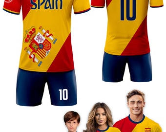 Custom Spain Soccer Jersey for Men Women Youth Kid Uniform Shirt for Fans Player Personalized Name Number Logo National Soccer Jersey