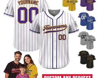 Custom Pinstripe Baseball Jersey With Teamname Name Number