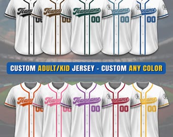 Custom Baseball Jersey, Custom Team Name Number Logo Jersey Shirt, Personalized Baseball Jersey For Adult Kid, White Baseball Jersey Uniform
