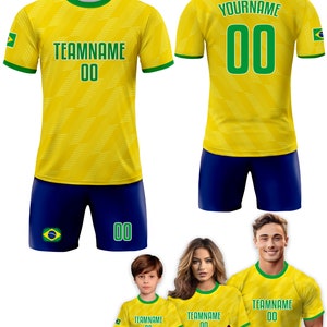 Custom Brazil Soccer Jersey for Men Women Youth Kid Shirt for Fans Player, Personalized Name Number Logo National Team Soccer Jersey for Kid