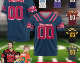Personalized Mesh Football Jersey for Men Women Youth Kid, Custom Team Name Number Logo Football fan Gift Shirt for Fan Game Day Jersey