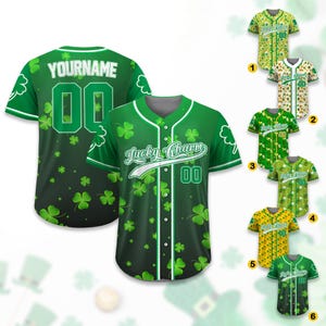 Personalized Name St Patrick&#39;s Day Baseball Jersey for Adult Kid, Custom Color Shamrock Jersey St. Patrick&#39;s Day Outfit Party Gift for Fans