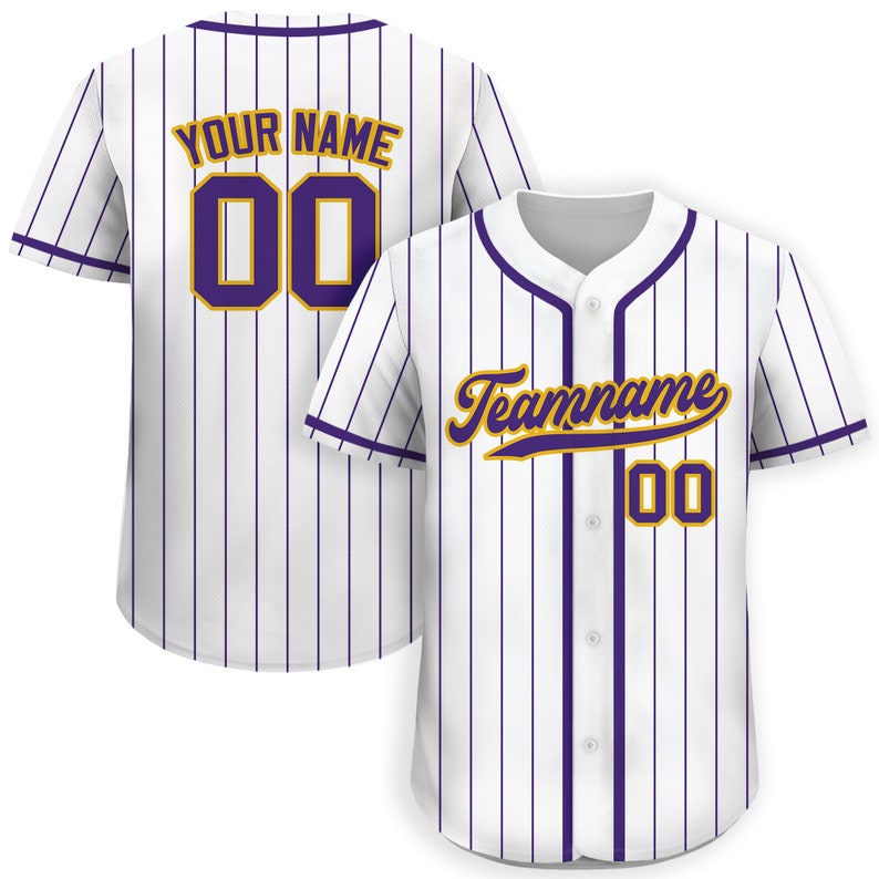 Custom Pinstripe Baseball Jersey With Teamname Name Number, Printed