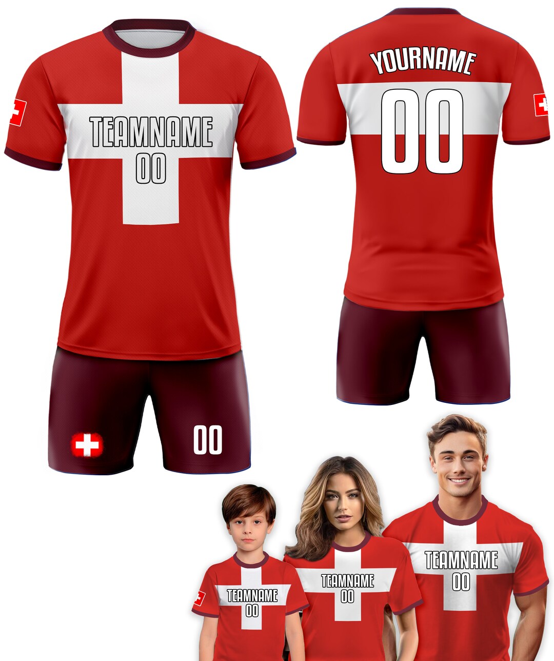 Maglietta personalizzata da calcio Svizzera per uomo, donna