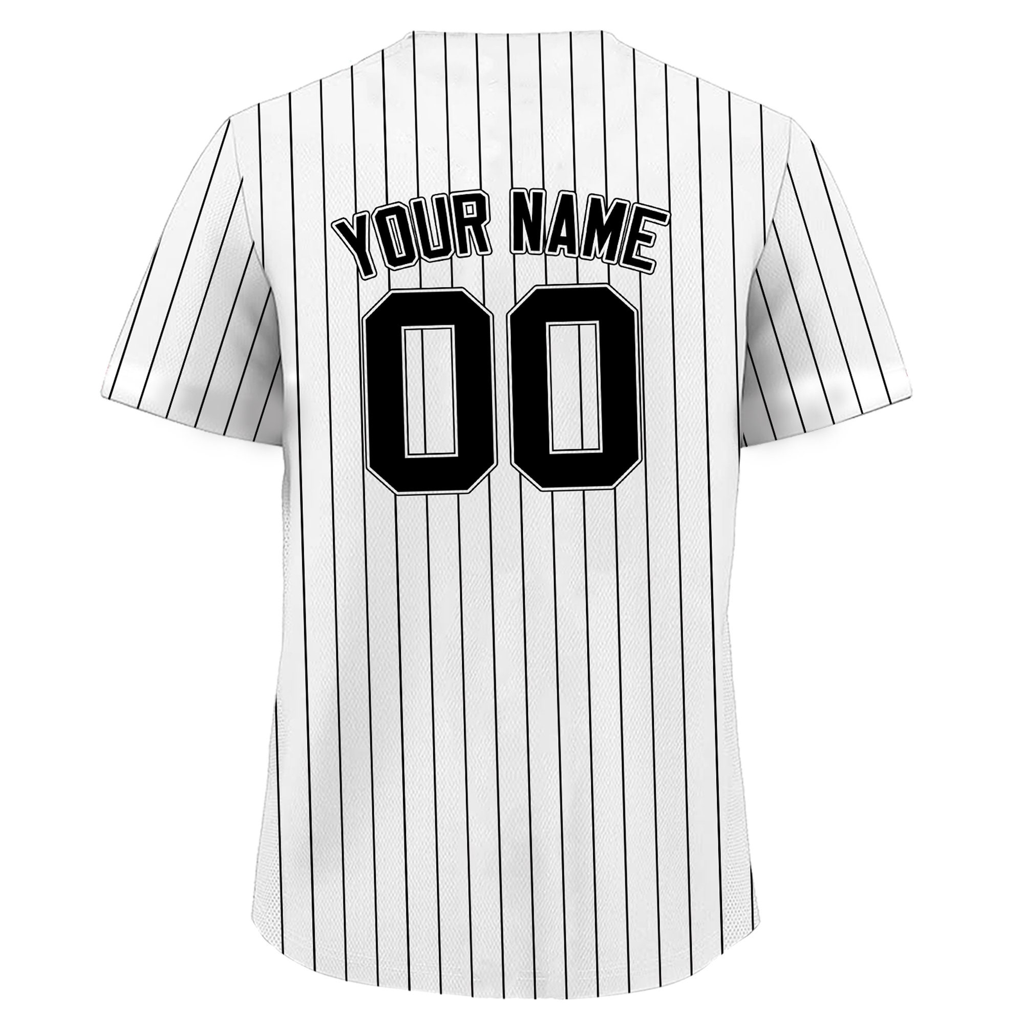 Printed White Black Pinstripe Custom Baseball Jersey with Teamname Name