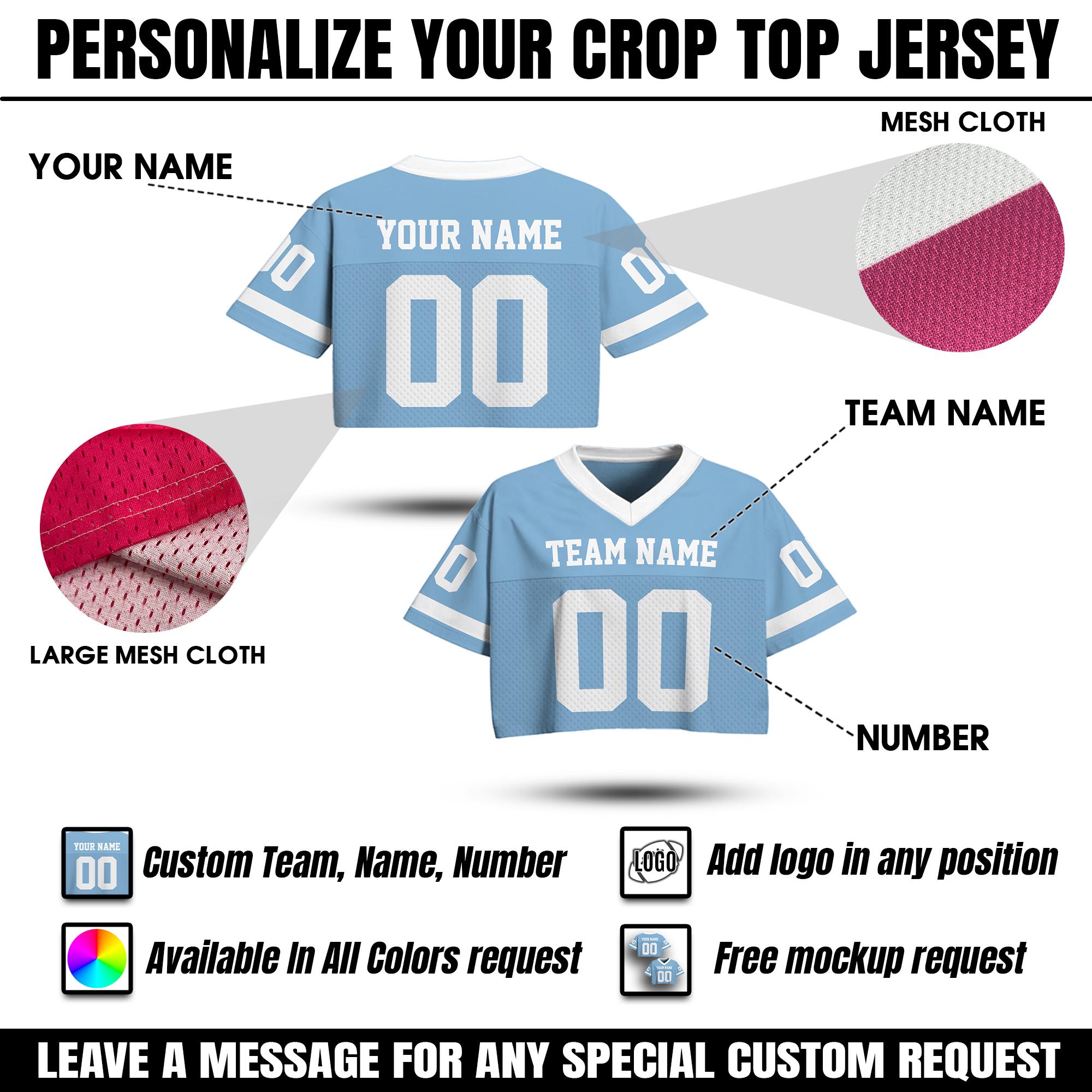 Custom Crew Names Custom Team Name Number Logo Women's Croptop Football Jersey ...