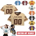 Personalize Women's Crop Top Football Jersey, Custom Team Name Number Logo Women Crop Tee, Streetwear Sports Crop Top Gift for her