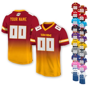 Personalized Team Name & Number Football Jersey For Women Men Youth Kid, Custom Front Back Football V-neck shirt, Football Gift for Fans