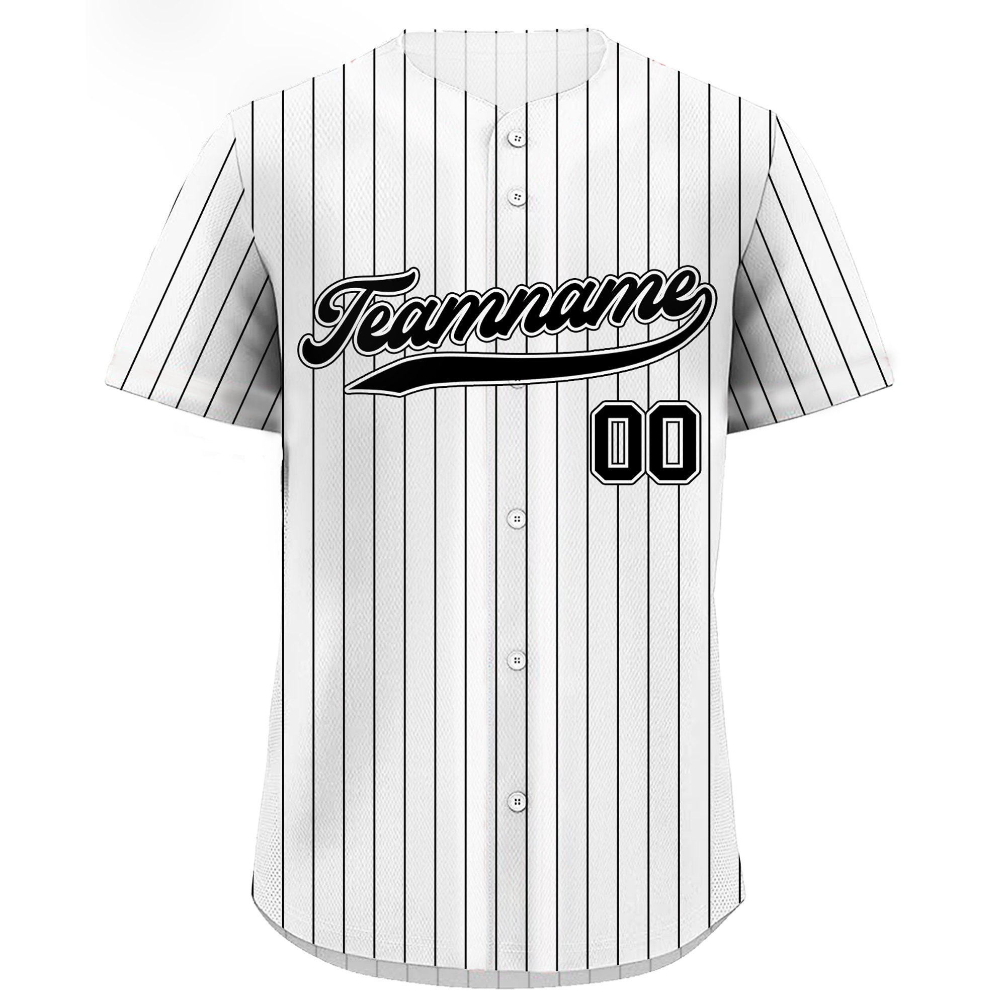 Custom White & Black Black Pinstripe Fan Baseball Jersey main image 0