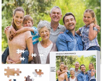 Custom Photo Puzzle 120 300 520 1000 1500 Pieces, Personalized Jigsaw Picture Keepsake Gift for Couples, Family, Anniversary, Birthday