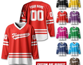 Personalized Hockey Jerseys For Adult Youth, Custom Name Number Hockey Shirt, Long Sleeve Jersey Team Uniform Outfit For Hockey Fans