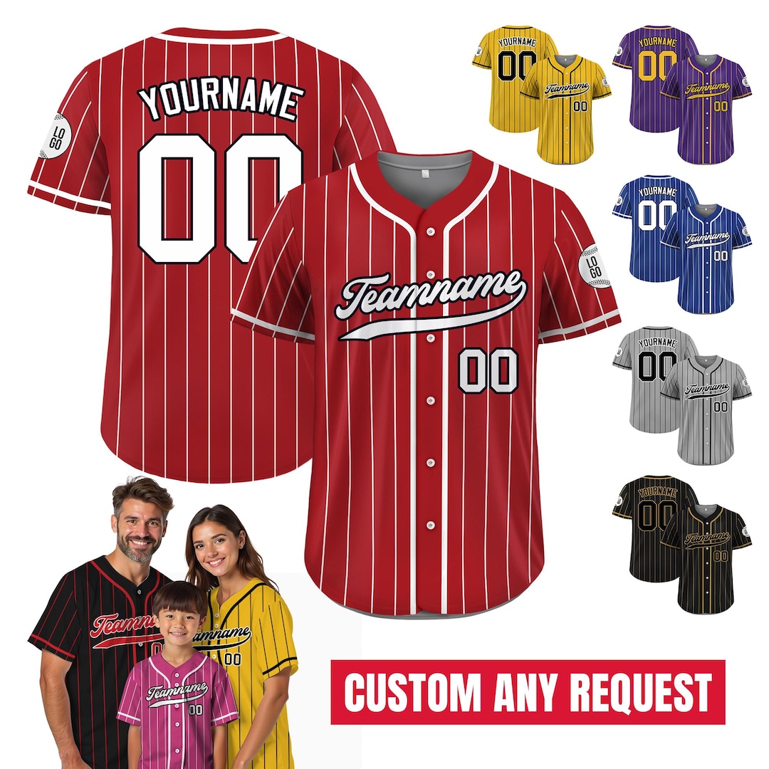 Printed Red White Custom Baseball Jersey With Teamname Name Number