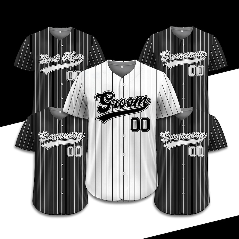 Personalisierte das Bräutigam Groomsmen Team Baseball Jersey, benutzerdefinierte Trauzeuge Jersey, Jersey für Verlobung Ehepaar, Hochzeit Jersey Bild 1