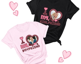 I Love My Boyfriend Girlfriend Custom Shirt Hoodie Sweatshirt, Personalized I Love My GF BF Shirt, Custom Gift For Couple, Valentine Shirt