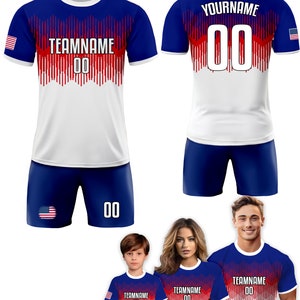 Custom USA Soccer Jersey for Men Women Youth Kid Shirt for Fans Player, Personalized Name Number Logo Jersey Uniform, National Soccer Jersey
