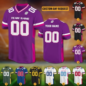 Personalized Team Name Number Football Jersey Shirt For Adult Kid, Custom Football Jersey, Man Short Sleeves V-neck Mesh Jersey High School